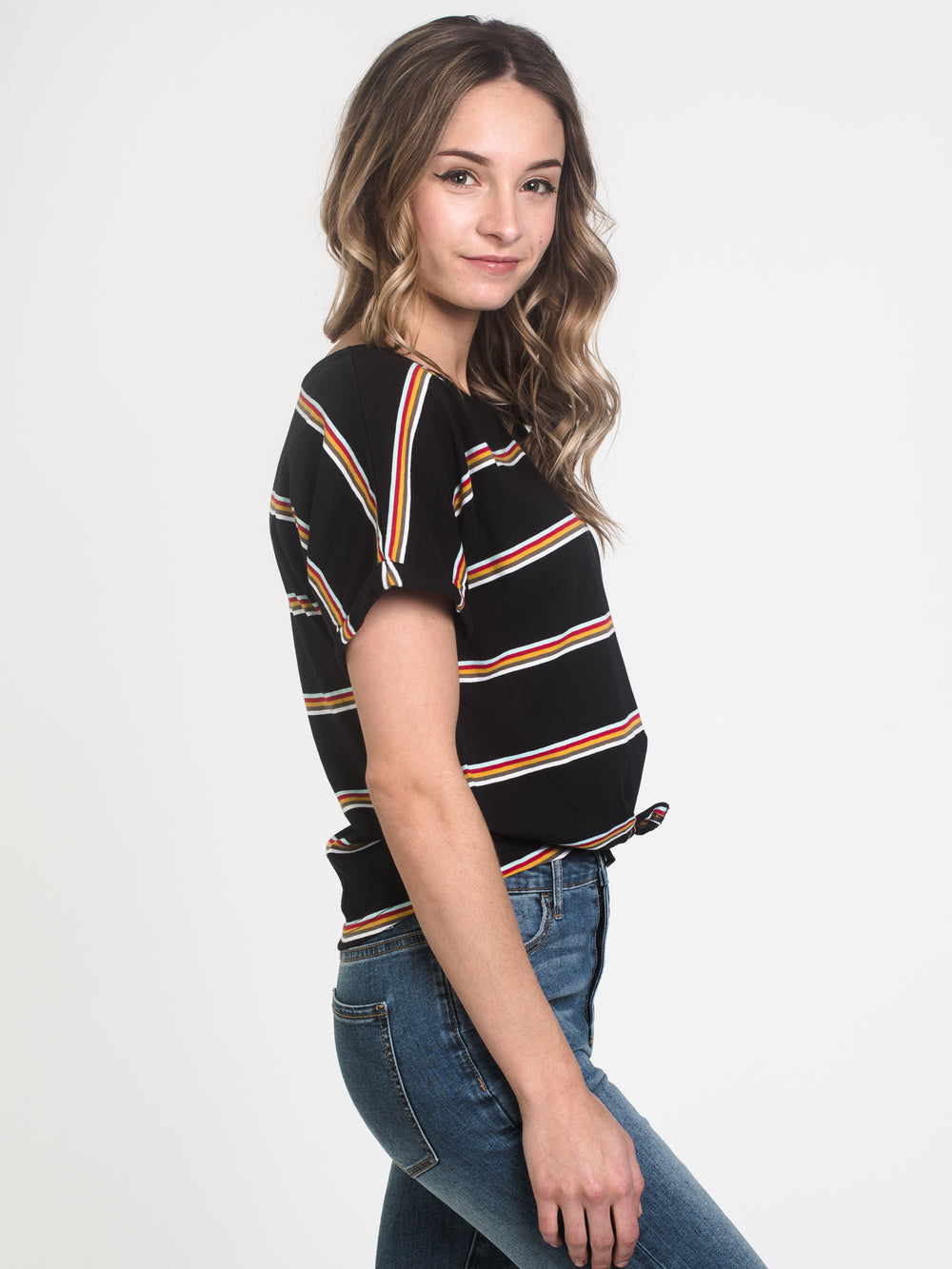 WOMENS LAYLA KNOTTED STRIPE TEE - CLEARANCE
