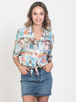 WOMENS CAMP TIE UP SHIRT - CLEARANCE