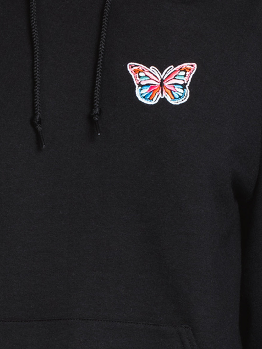 HOTLINE APPAREL UNISEX BUTTERFLY EMBROIDERED HOODIE - BLACK - CLEARANCE