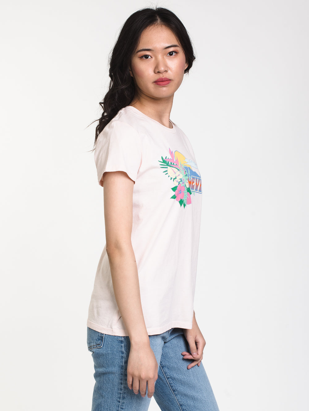 WOMENS SUNSET OUTLINE SHORT SLEEVE TEE - BLUSH - CLEARANCE