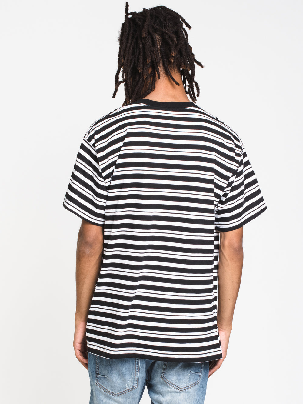 MENS SB ALL OVER PRINT STRIPE SHORT SLEEVE T-SHIRT - BLK/WHT - CLEARANCE