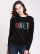 OBEY WOMENS CHESS KING CREW - BLACK - CLEARANCE - Boathouse