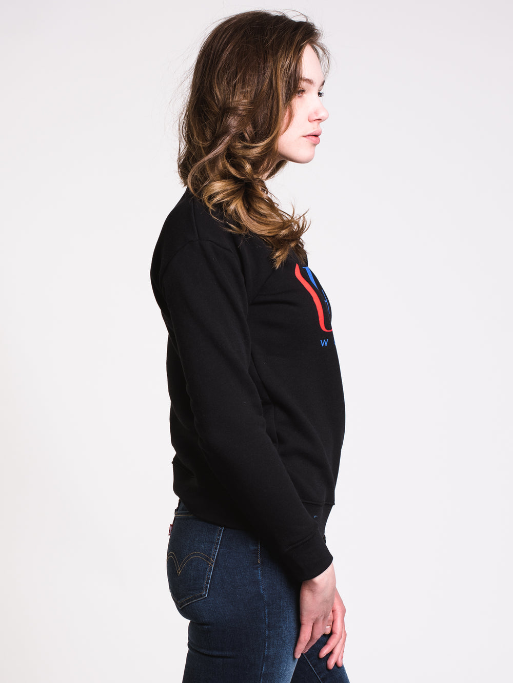 WOMENS CHESS KING CREW - BLACK - CLEARANCE