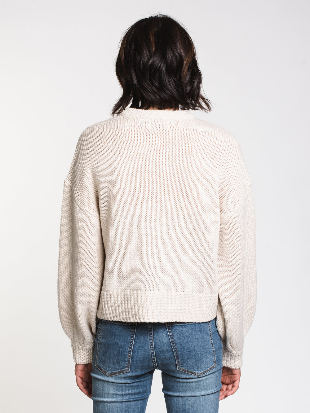 WOMENS CAMMA LONG SLEEVE KNIT SWEATER - STONE - CLEARANCE