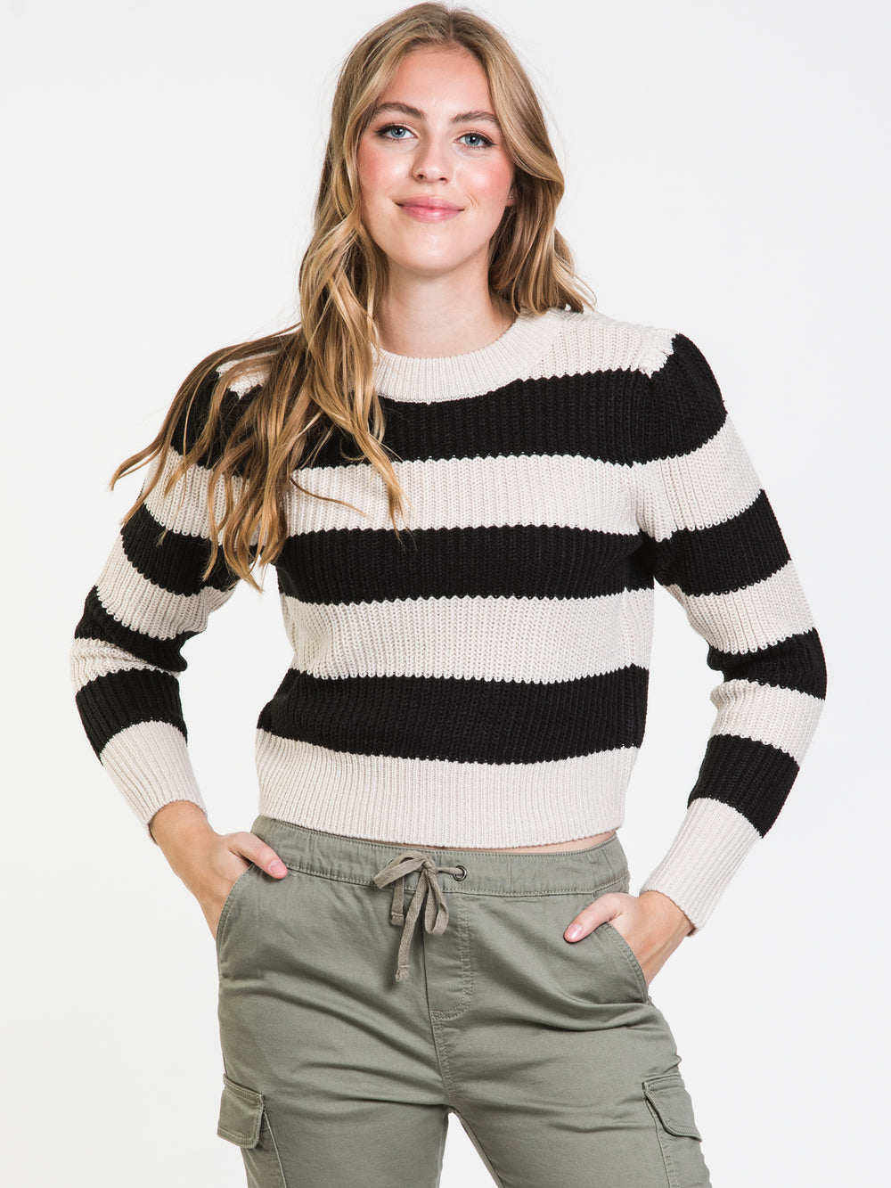 ONLY PUFF STRIPE LONG SLEEVE KNIT - CLEARANCE