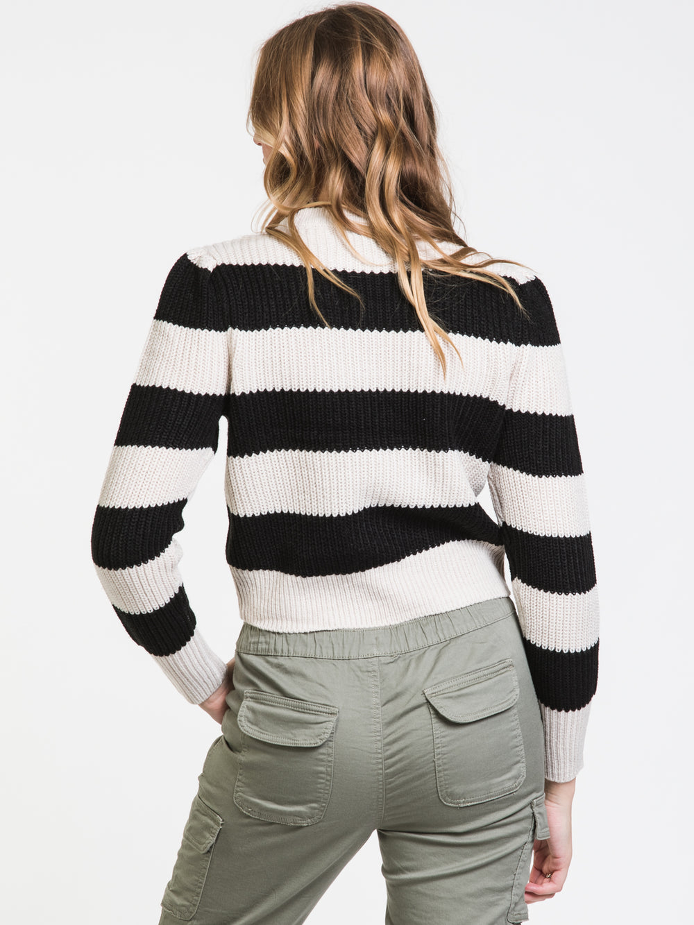 ONLY PUFF STRIPE LONG SLEEVE KNIT - CLEARANCE