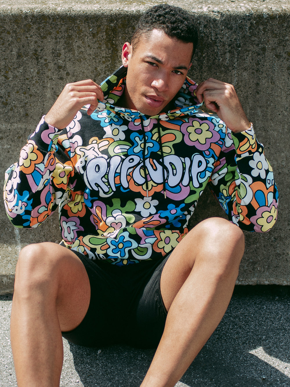 RIP N DIP FLOWER CHILD EMBROIDERED ART PULLOVER HOODIE - CLEARANCE