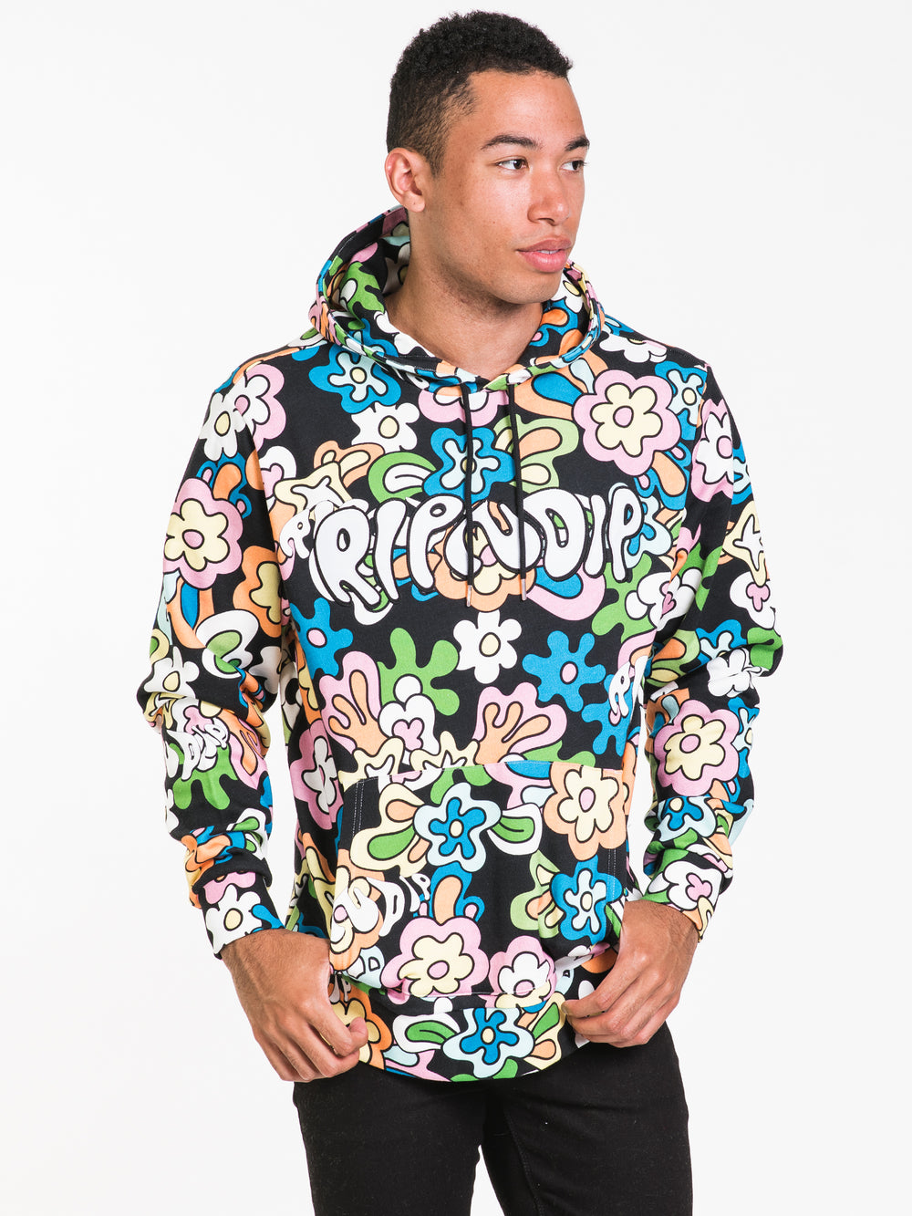 RIP N DIP FLOWER CHILD EMBROIDERED ART PULLOVER HOODIE - CLEARANCE