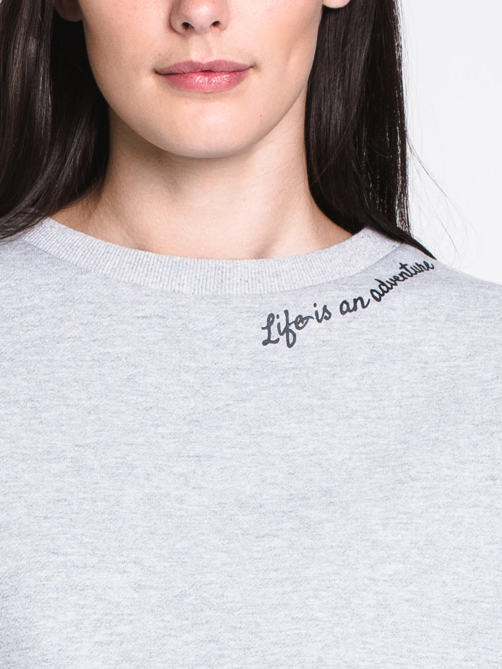 WOMENS LIFE IS CREW - HTHR GREY - CLEARANCE