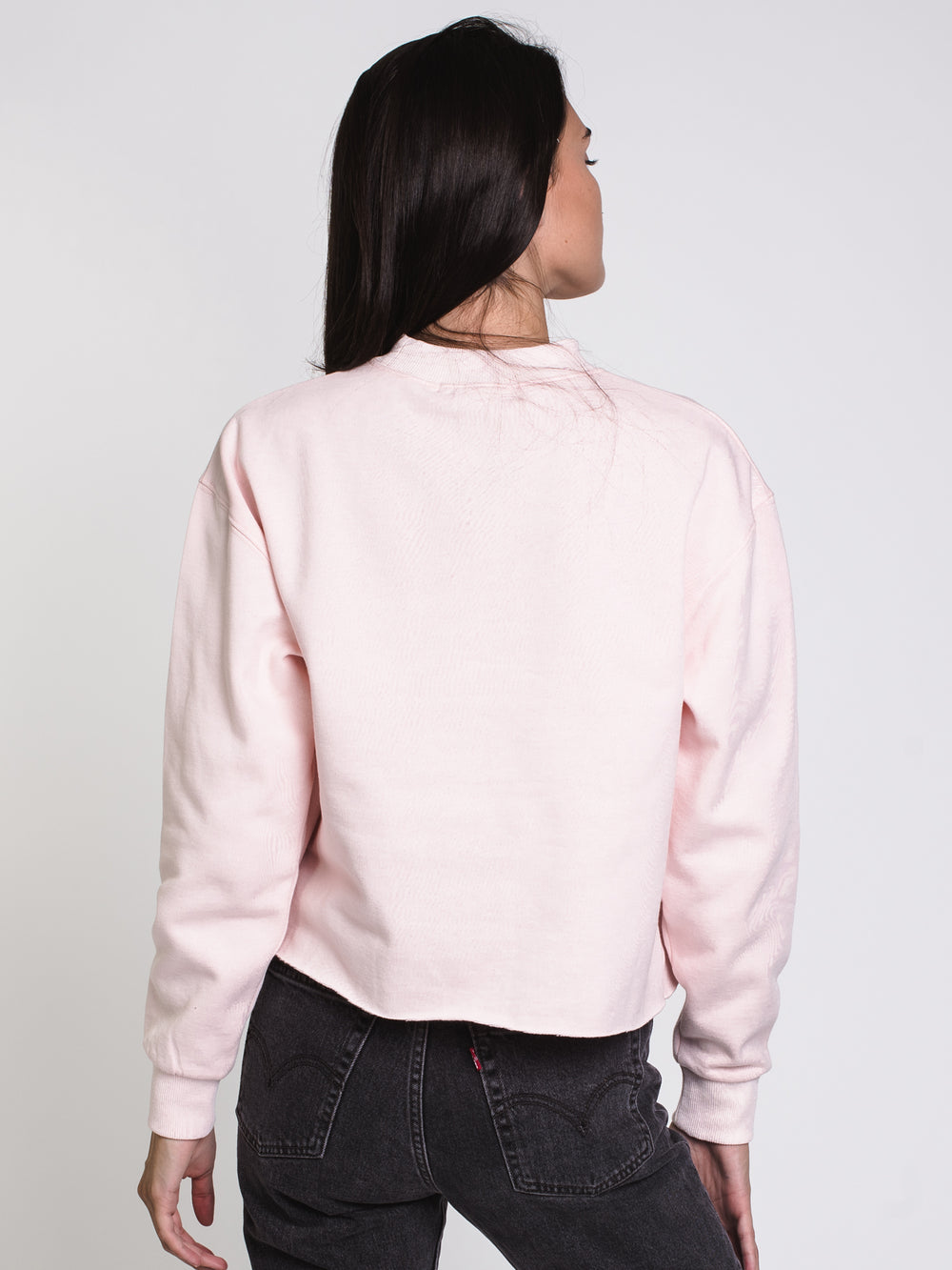 WOMENS BE YOURSELF FLEECE CREW - PINK - CLEARANCE