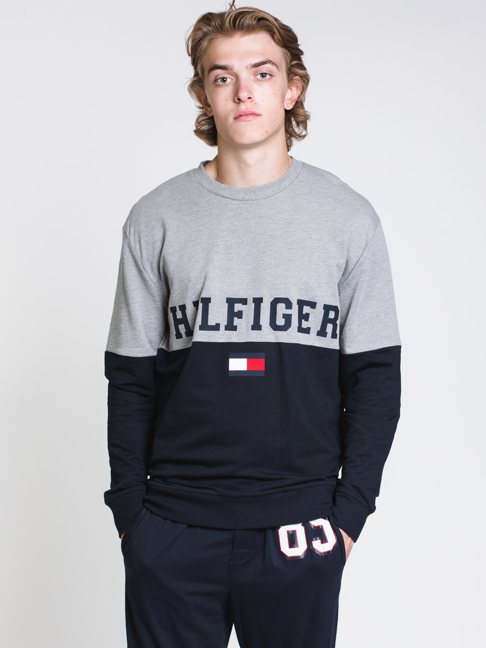 MENS LOUNGE CLRBLK CREW - NVY/GRY - CLEARANCE