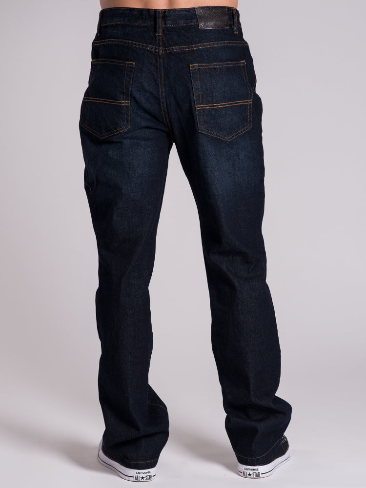 MENS RELAXED DENIM JEANS - DARK WASH - CLEARANCE