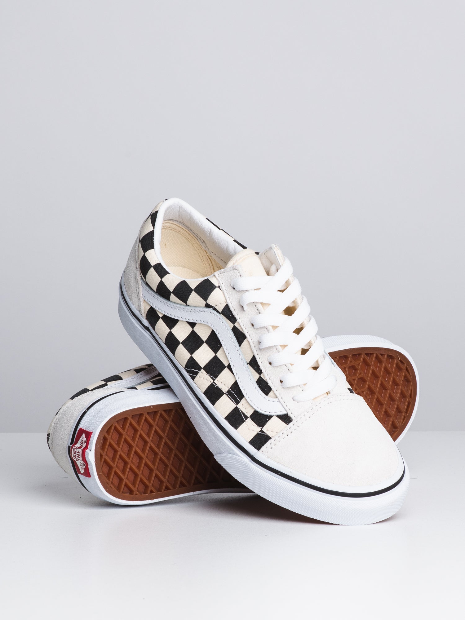 Vans classic checkerboard old skool skateboard yellow black on sale white canvas sneakers