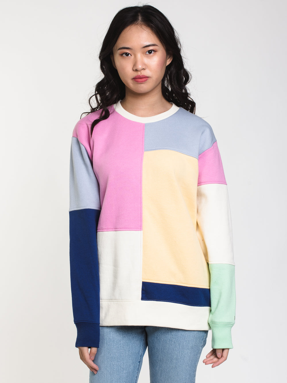 WOMENS PATCHY CREW - MULTI - CLEARANCE