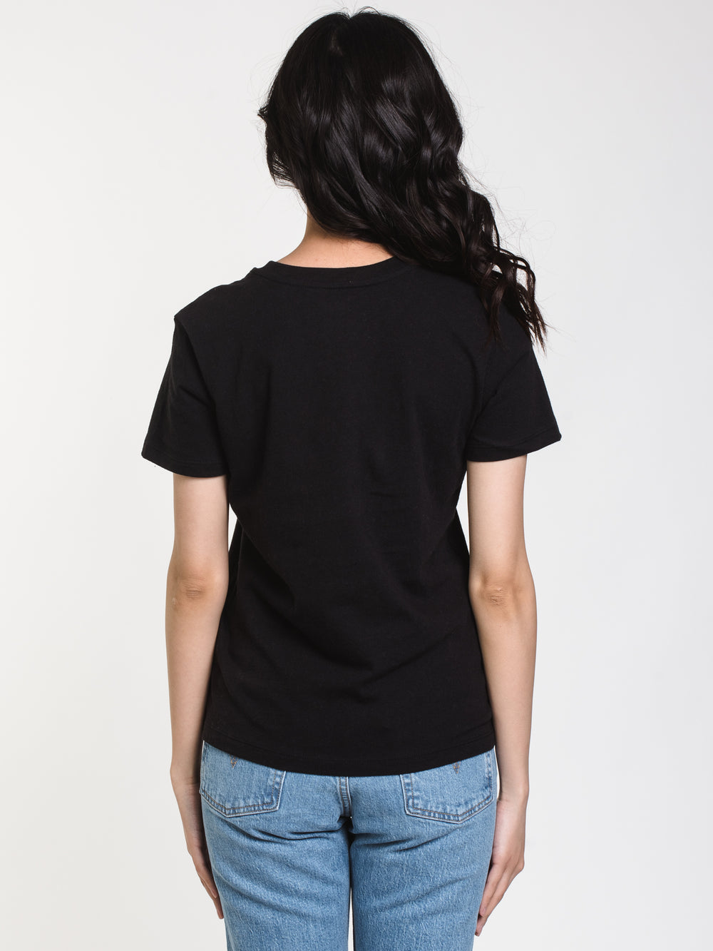 WOMENS GRAPHIC SHORT SLEEVE CREW TEE - BLACK - CLEARANCE