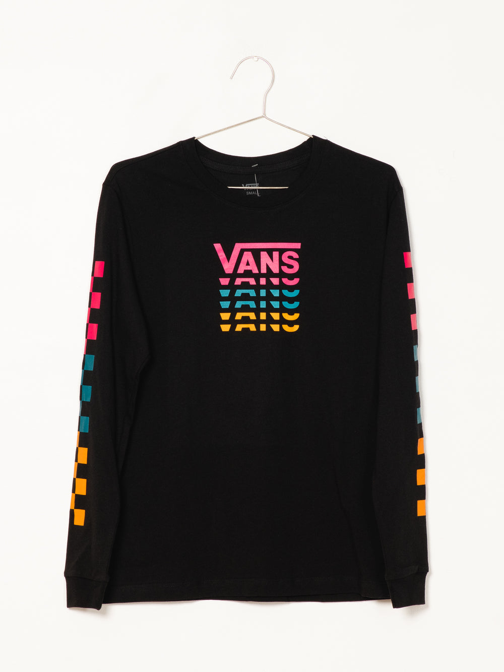 WOMENS WORD CHECK L/S TEE - BLACK - CLEARANCE