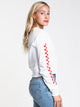 VANS WOMENS CHECKED CROP LONG SLEEVE TEE - WHITE - CLEARANCE - Boathouse