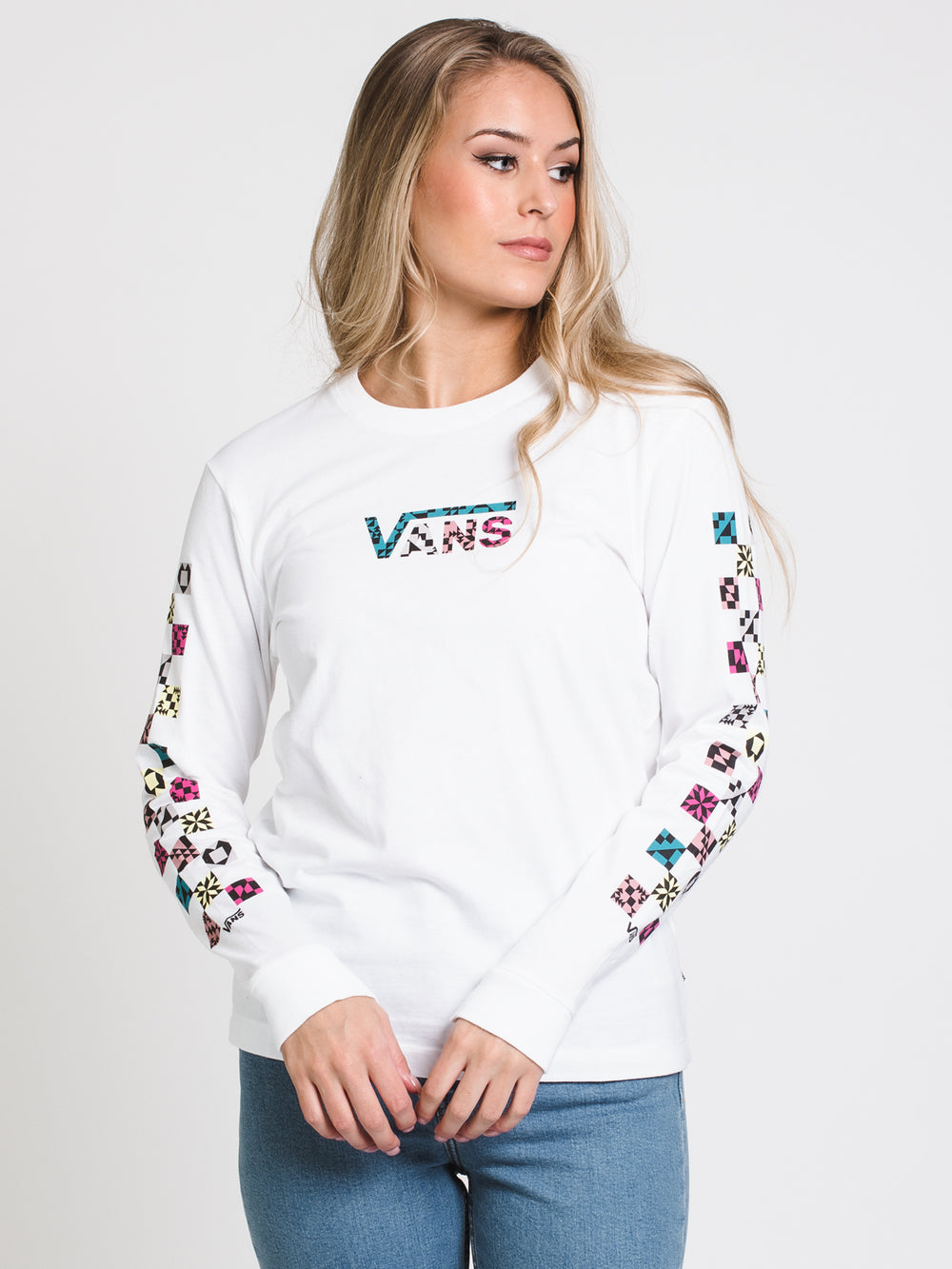 WOMENS BINKEY L/S TEE - WHITE - CLEARANCE