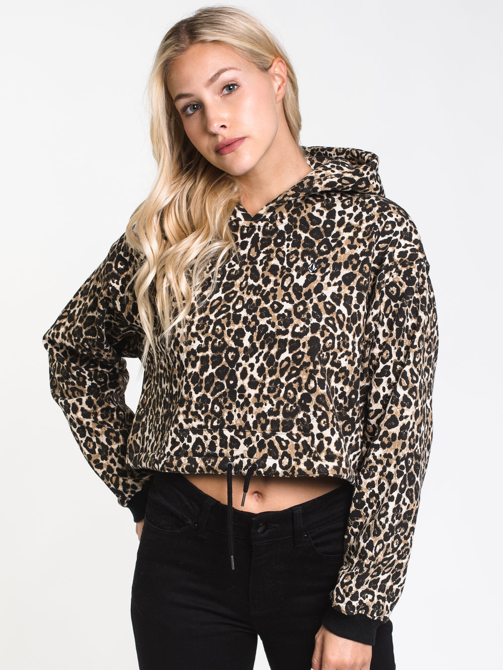 WOMENS KNOT IT PULLOVER HOODIE- LEOPARD - CLEARANCE